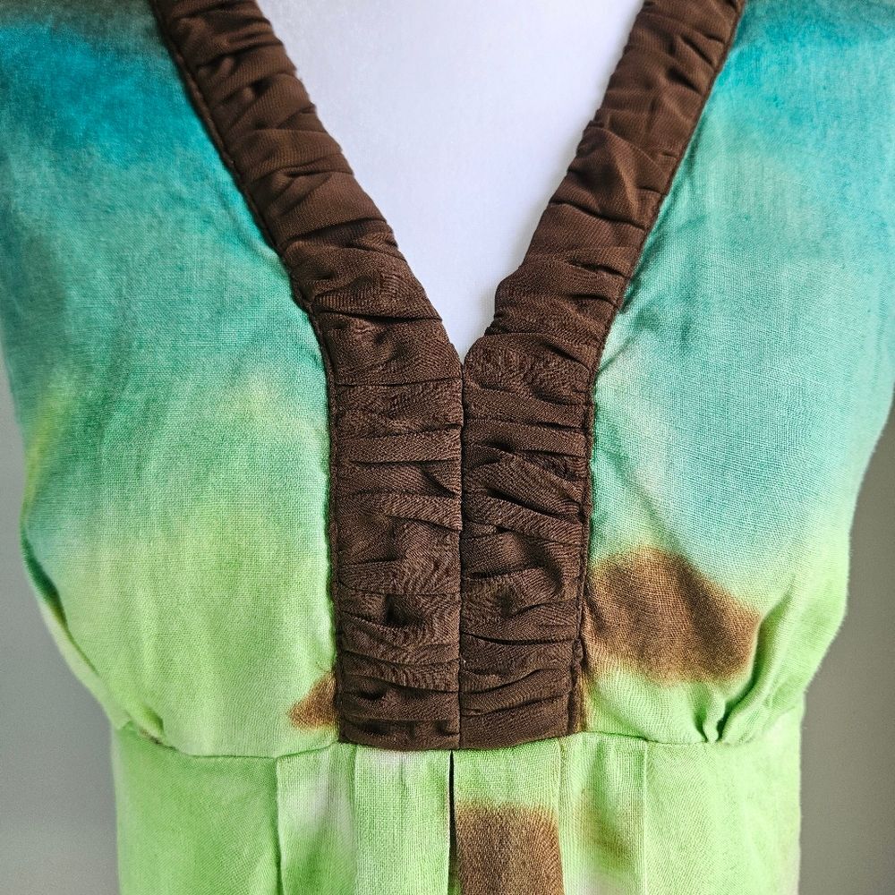 Saint Tropez West Linen Babydoll Top Women's Medium Tie Dye Hippie Boho Summer - Picture 2 of 9